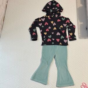 🛍️BOGO🛍️Matching Heart Hoodie and Velvet Flare Pants Outfit